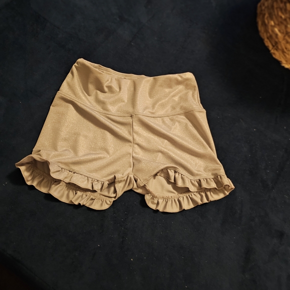 Women's Tan Ruffle Shorts - Picture 3 of 4